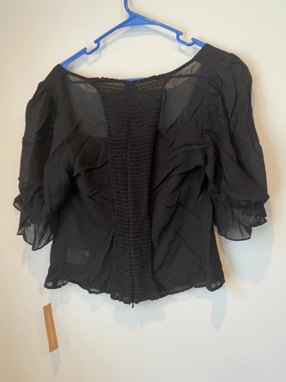Reformation Constance Black Square-Neck Puff Sleeve Top Size 14 NWT $148
